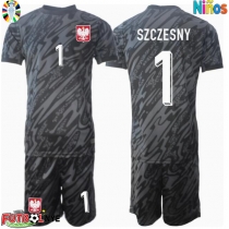 Camiseta Polonia Wojciech Szczesny #1 Portero Visitante Equipación para niños Eurocopa 2024 manga corta (+ pantalones cortos)
